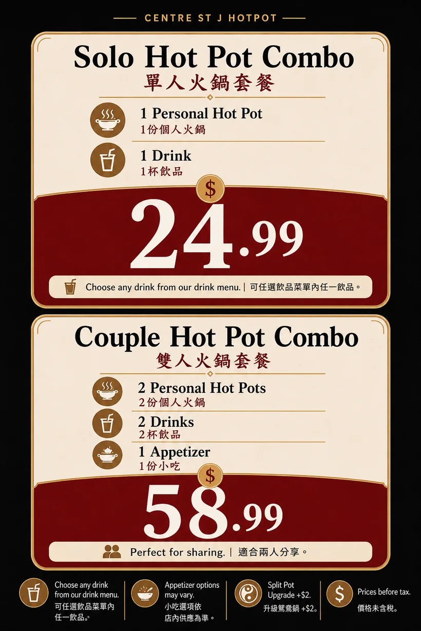 Solo Hot Pot Combo and Couple Hot Pot Combo specials